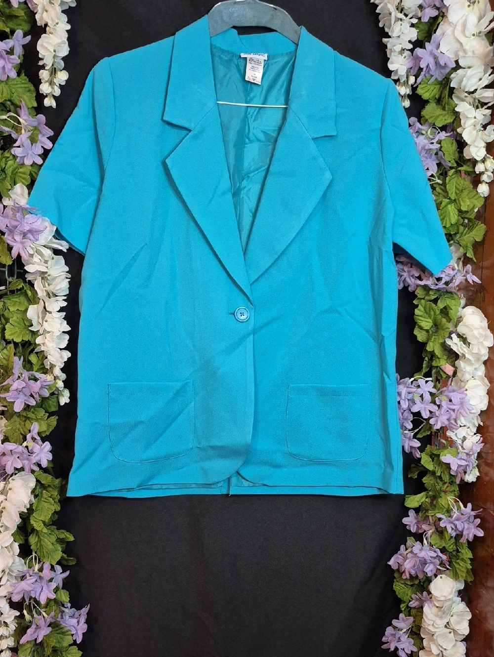 Teal Short-Sleeve Blazer Jacket